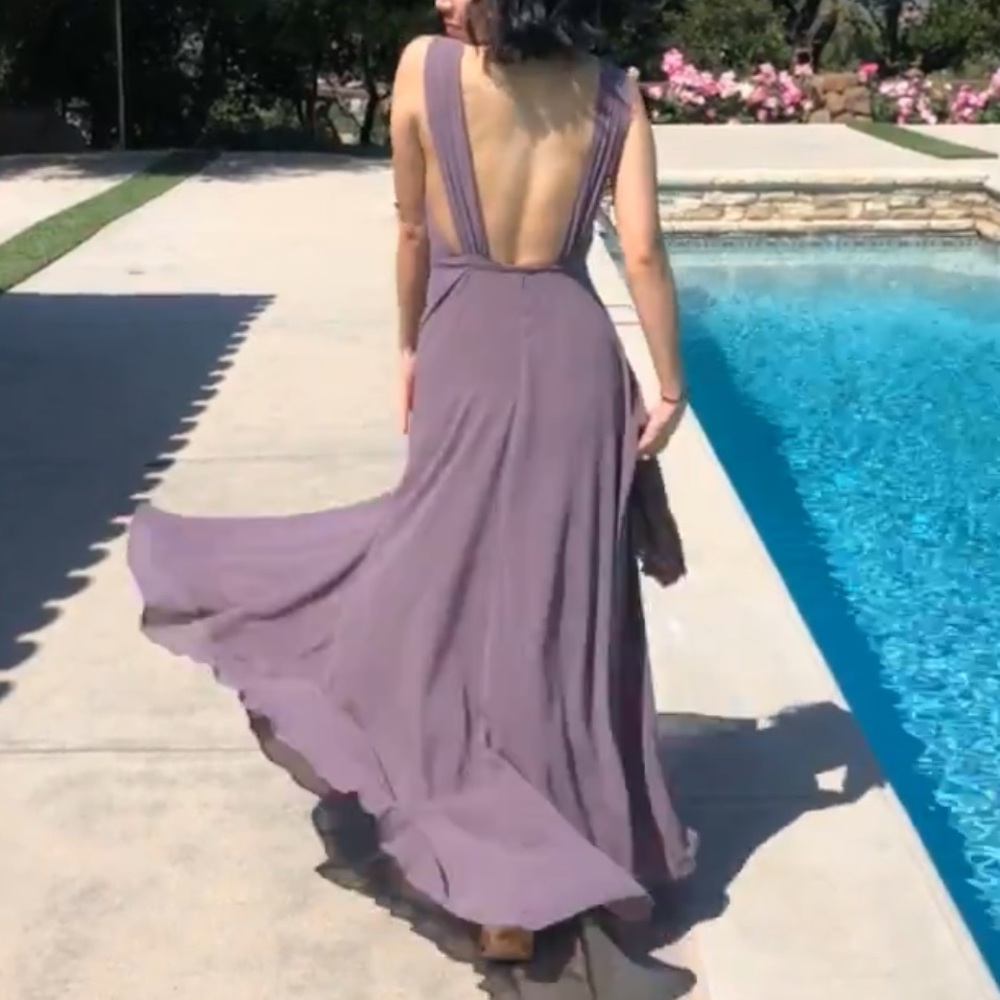 Lulus low back v-neck dusty purple evening dress